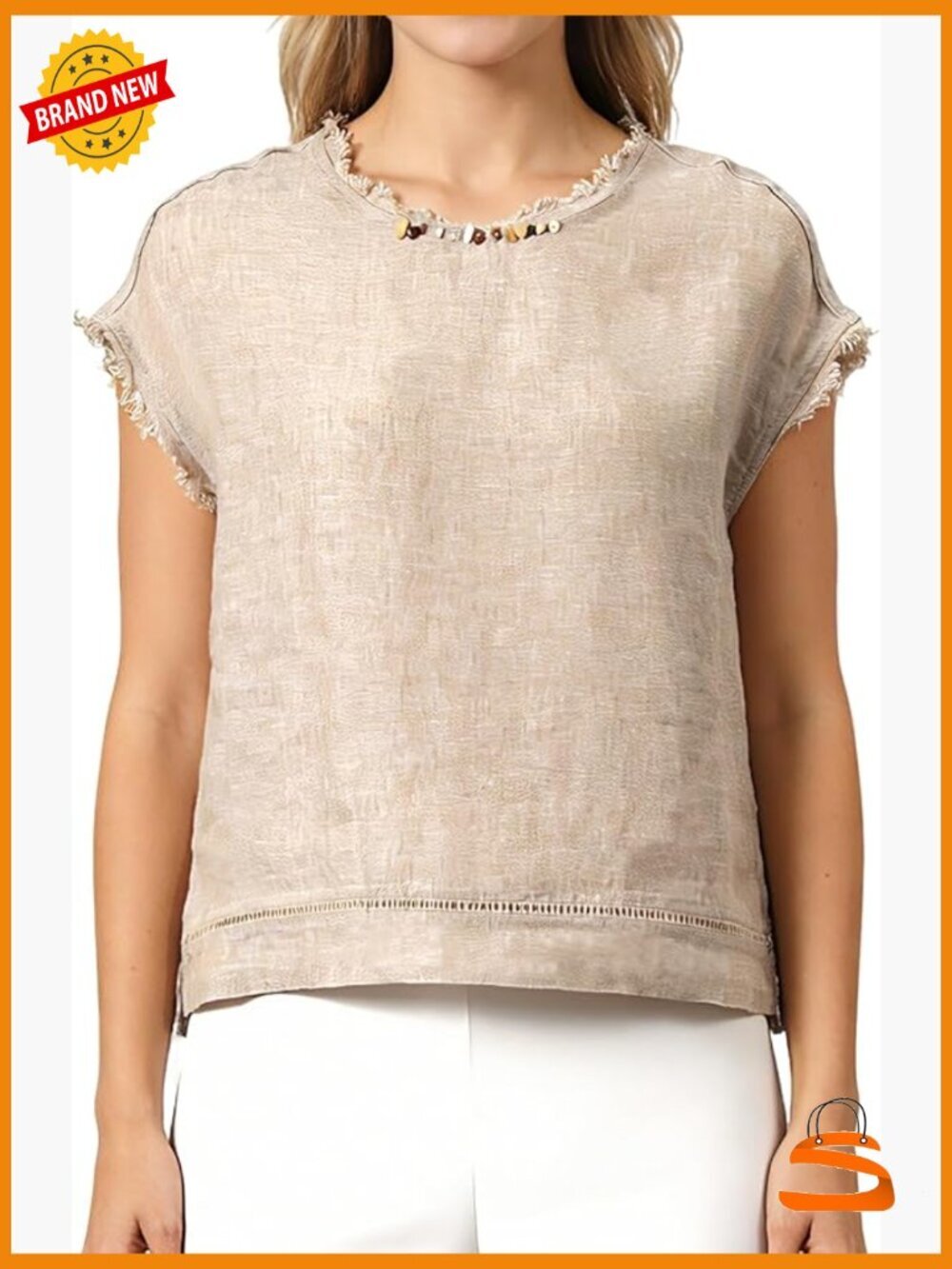 100% Linen Tank Top Sleeveless Loose Fit Casual Summer